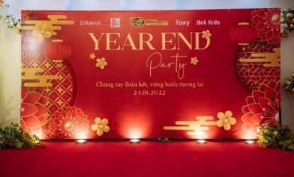 Tổng hợp nhiều mẫu Backdrop Year End Party đẹp